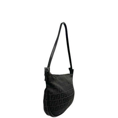 lato  Borsa Fendi nera trama Zucchino, di lusso, originale, ottime condizioni, usata.