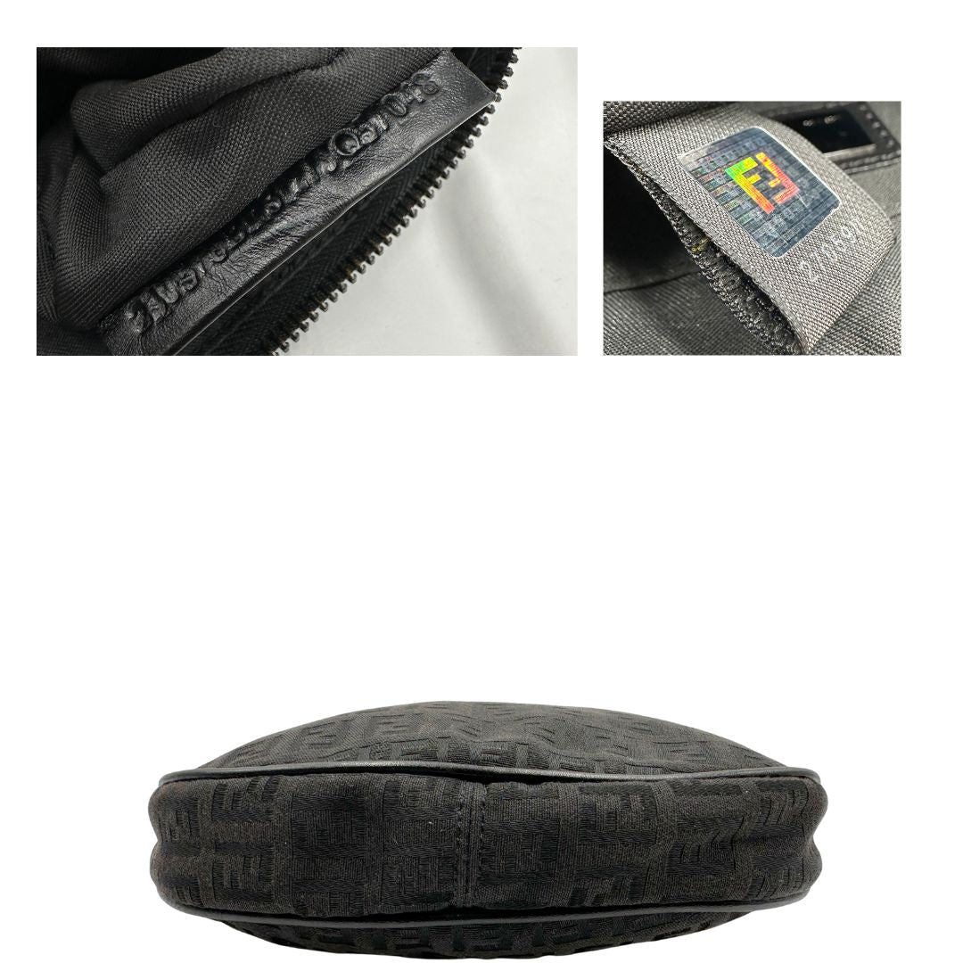 base  Borsa Fendi nera trama Zucchino, di lusso, originale, ottime condizioni, usata. 