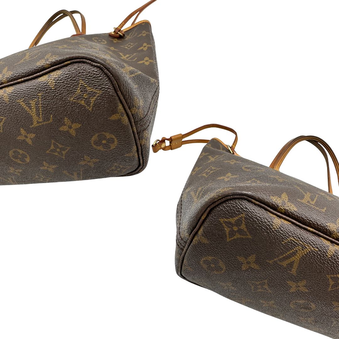 angoli Borsa LV Neverfull monogram nella versione PM, di lusso, originale, usata. 