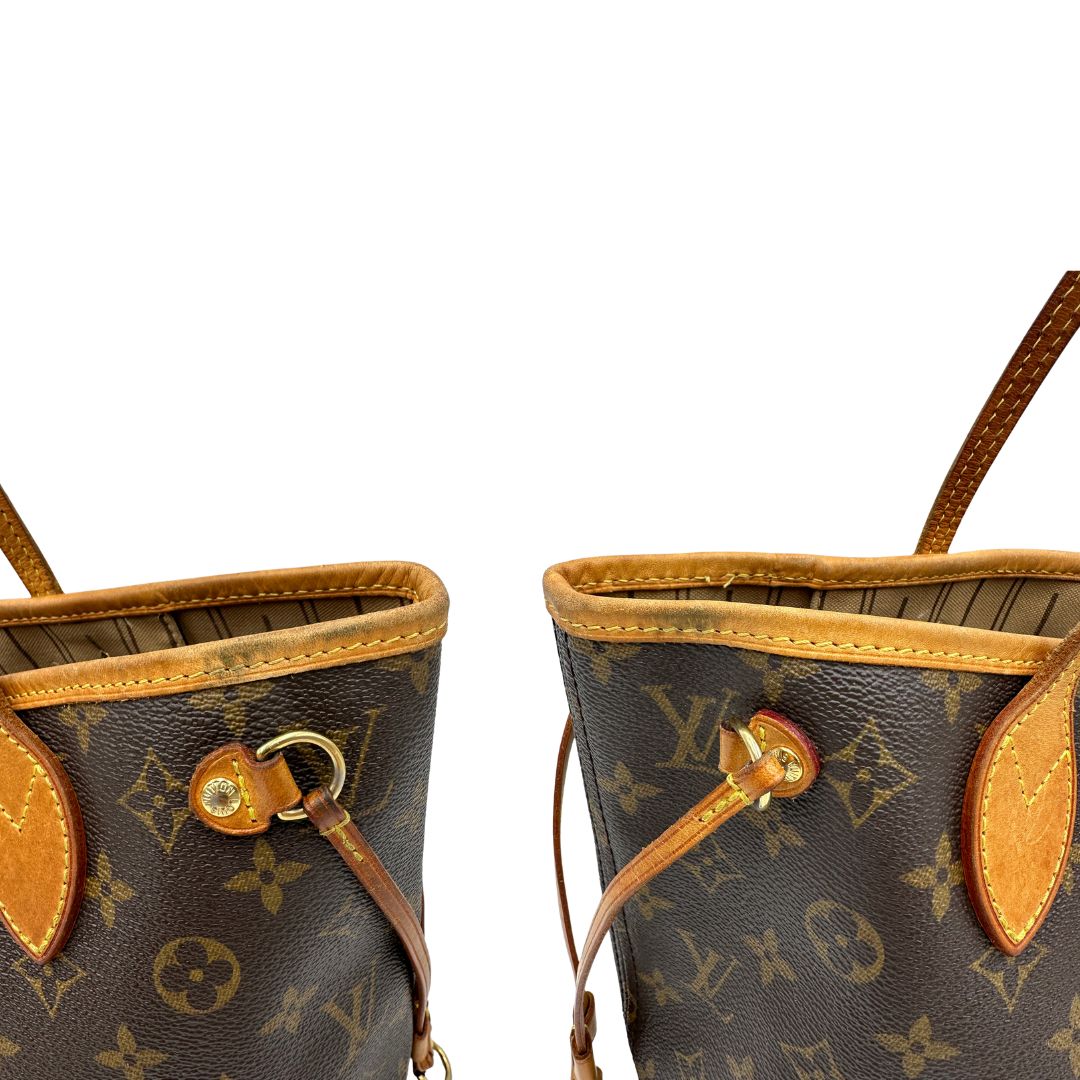 angoli sup. Borsa LV Neverfull monogram nella versione PM, di lusso, originale, usata.
