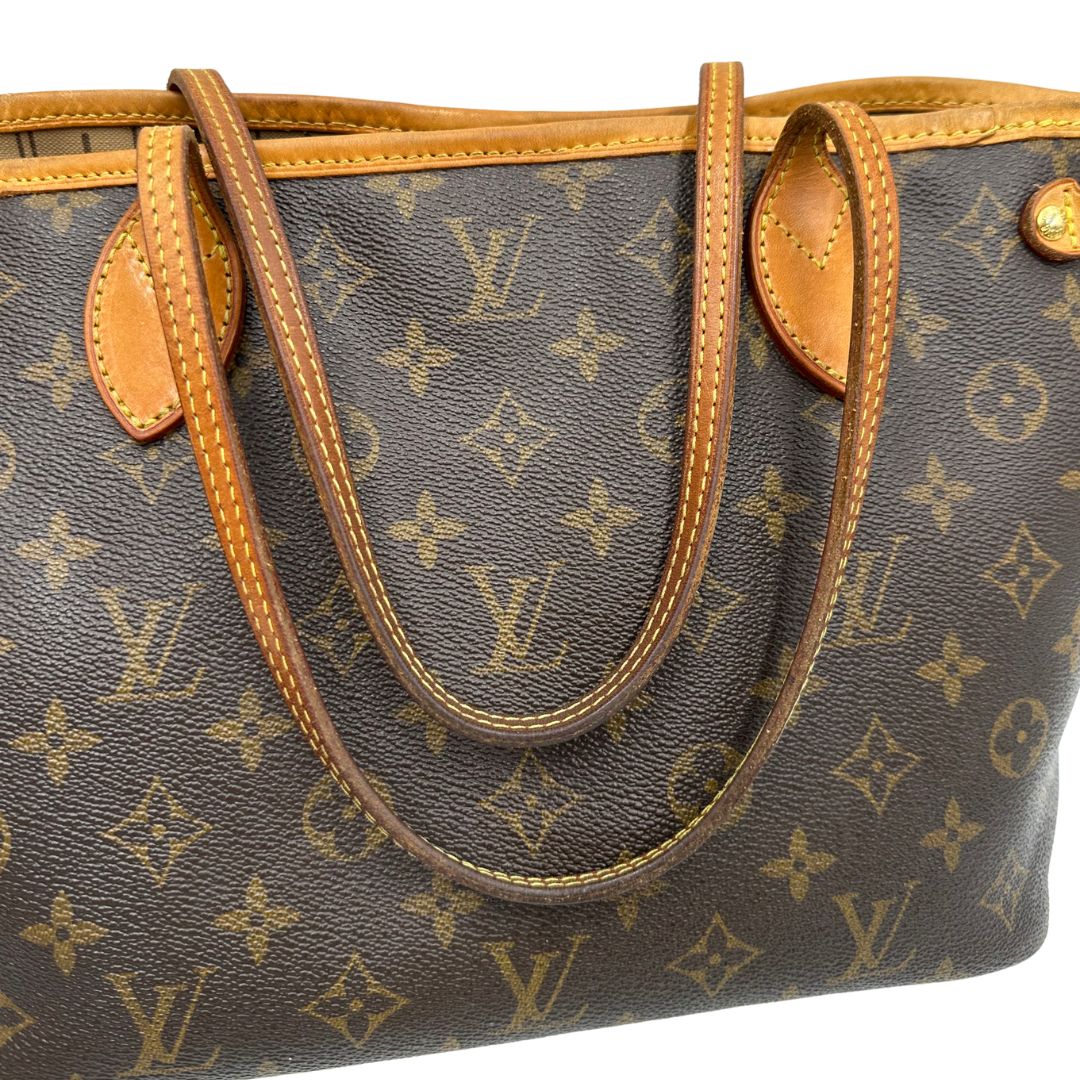 manici Borsa LV Neverfull monogram nella versione PM, di lusso, originale, usata. 