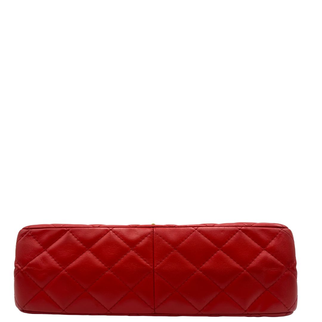 base Borsa Chanel in pelle rossa trapuntata, indossabile a spalla, di lusso, originale, usata. 