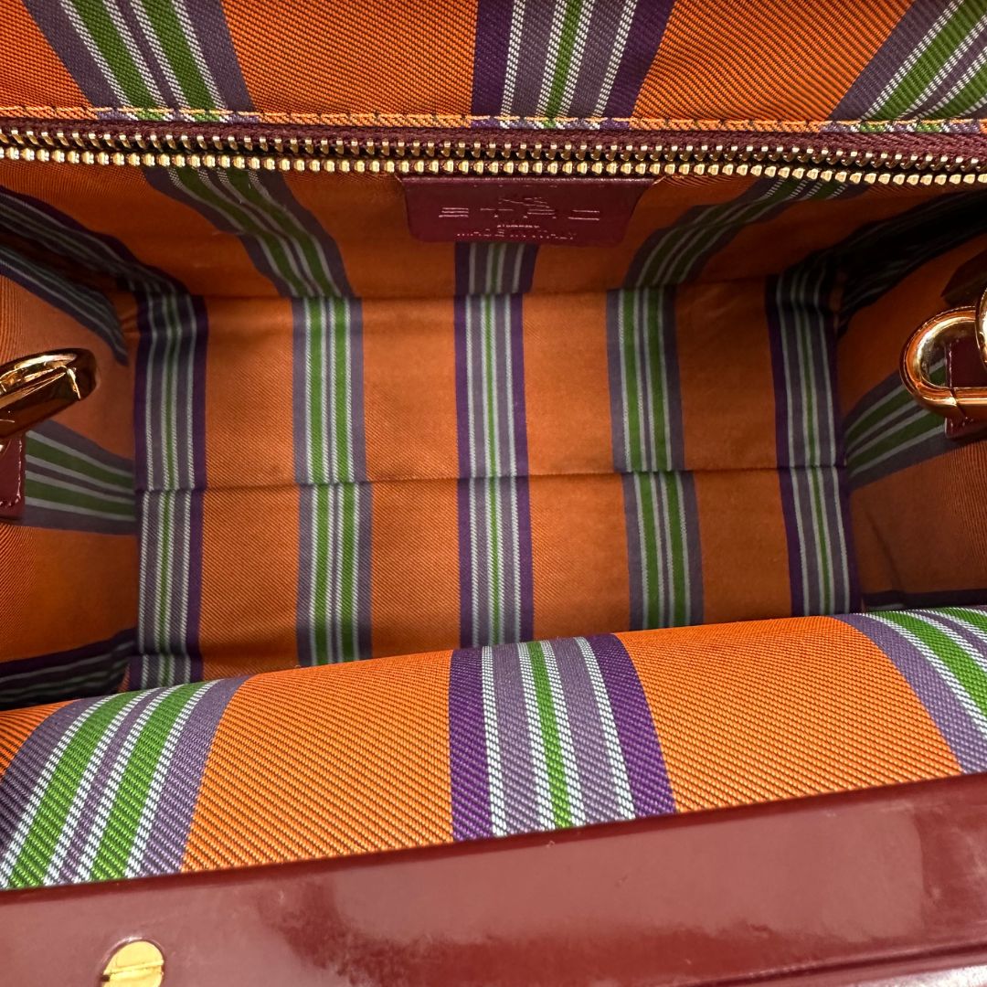 interno Borsa Etro in canvas trama Paisley, di lusso, originale, ottime condizioni, usata. 