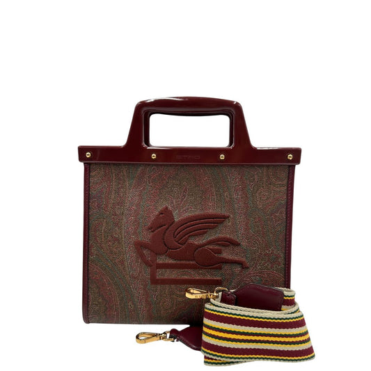 front Borsa Etro in canvas trama Paisley, di lusso, originale, ottime condizioni, usata. 