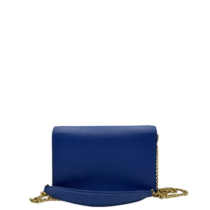 retro  Borsa Prada in pelle saffiano blu e hardware dorato, di lusso, originale, eccellenti condizioni, usata.