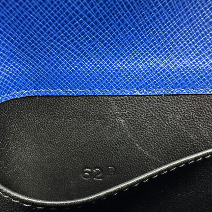 interno  Borsa Prada in pelle saffiano blu e hardware dorato, di lusso, originale, eccellenti condizioni, usata. 