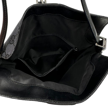 interno Borsa Gucci in tessuto GG nero con finiture in pelle tono su tono 