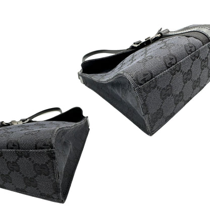angoli Borsa Gucci in tessuto GG nero con finiture in pelle tono su tono 