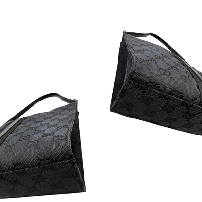 angoli Borsa Gucci in tessuto GG nero con finiture in pelle tono su tono 