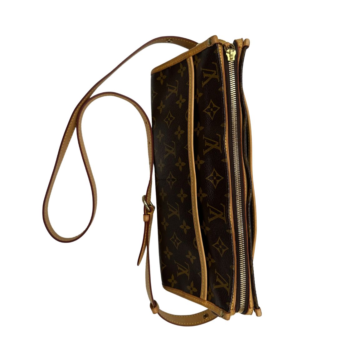 chiusura Borsa LV in canvas monogram e finiture in vacchetta naturale, di lusso, originale, ottime condizioni, usato, originale.