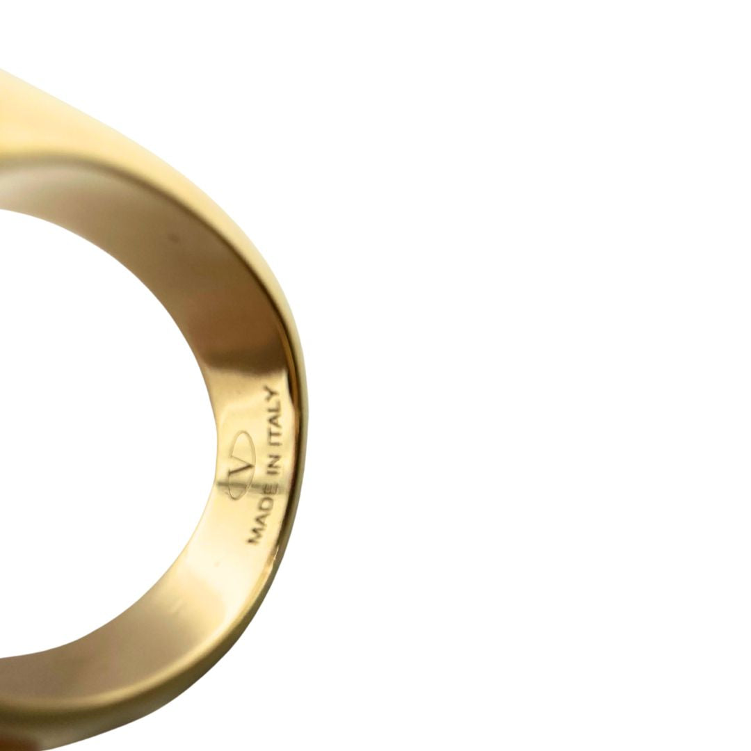 anello Valentino Garavani in metallo dorato, di lusso, originale, ottime condizioni, usato.