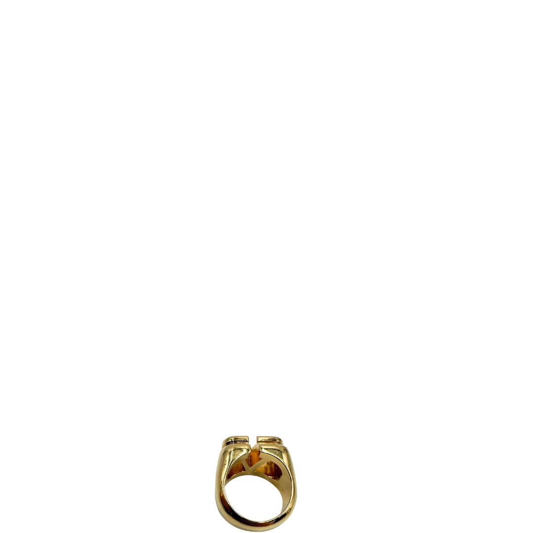 anello Valentino Garavani in metallo dorato, di lusso, originale, ottime condizioni, usato.