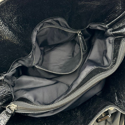 interno  Borsa Burberry in tessuto tartan e finiture in pelle verniciata nera, di lusso, originale, ottime condizioni. 