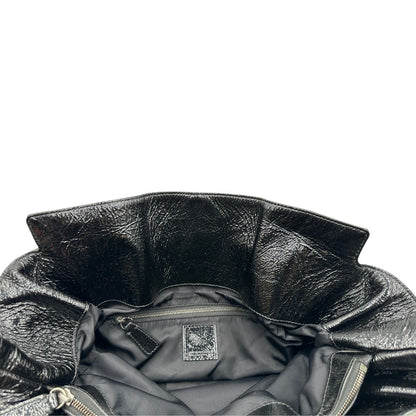 interno  Borsa Burberry in tessuto tartan e finiture in pelle verniciata nera, di lusso, originale, ottime condizioni. 