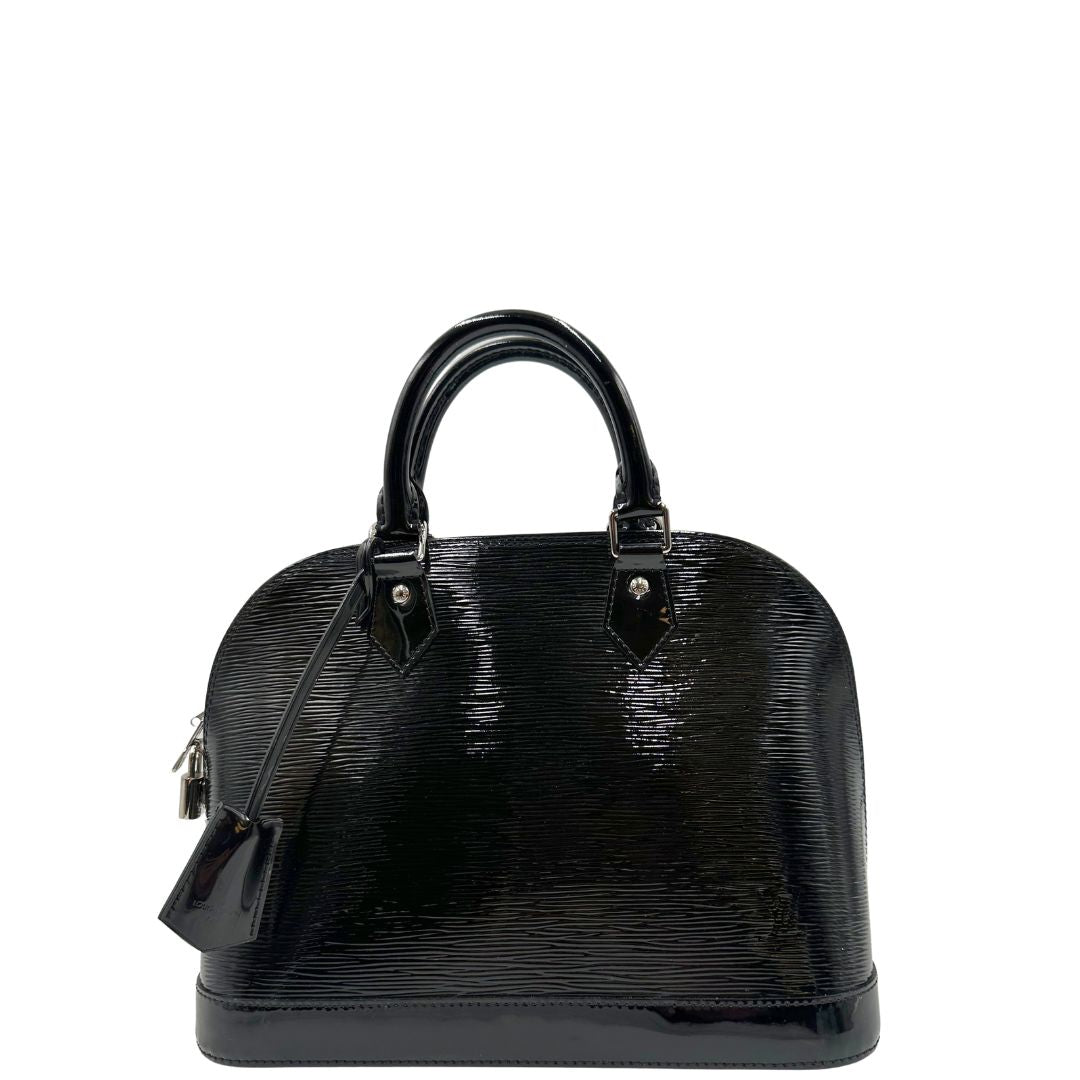 front Alma in pelle vernis epi nera nella versione PM, di lusso, originale, ottime condizioni, usata. 
