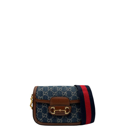 front Borsa Gucci Horsebit in tessuto denim nella versione piccola, di lusso, originale, ottime condizioni, usata. 