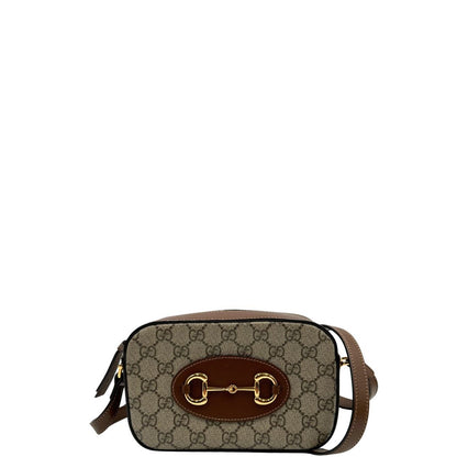 front  Borsa Gucci Horsebit in canvas GG con finiture in pelle marroni, di lusso, originale, eccellenti condizioni, usata. 