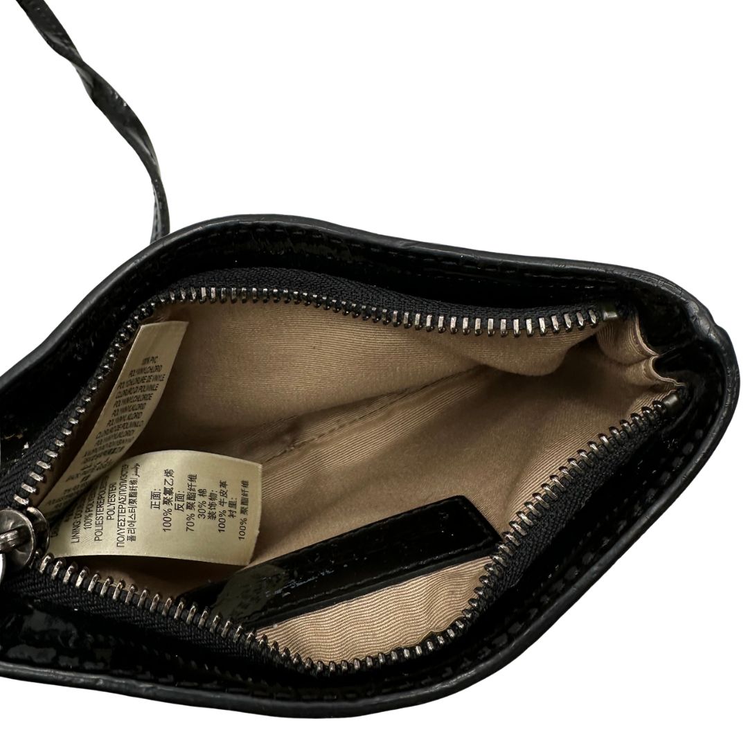 interno Borsa Burberry in canvas tartan e finiture in pelle verniciata nera, di lusso, originale, ottime condizioni.
