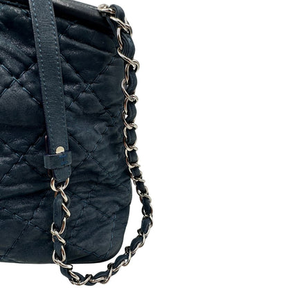  Borsa Chanel in pelle di vitello trapuntata blu, di lusso, originale, ottime condizioni, usata.