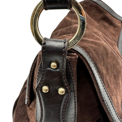 Borsa Fendi in pelle scamosciata marrone e finiture in pelle liscia, di lusso, originale, ottime condizioni.