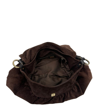 Borsa Fendi in pelle scamosciata marrone e finiture in pelle liscia, di lusso, originale, ottime condizioni.