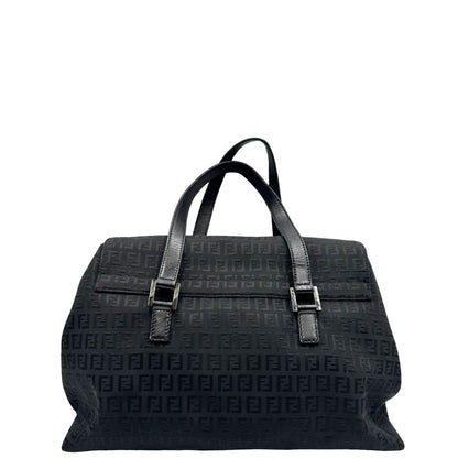 retro Borsa Fendi nera trama Zucchino, munita di doppi manici, di lusso, originale, ottime condizioni, usata. 