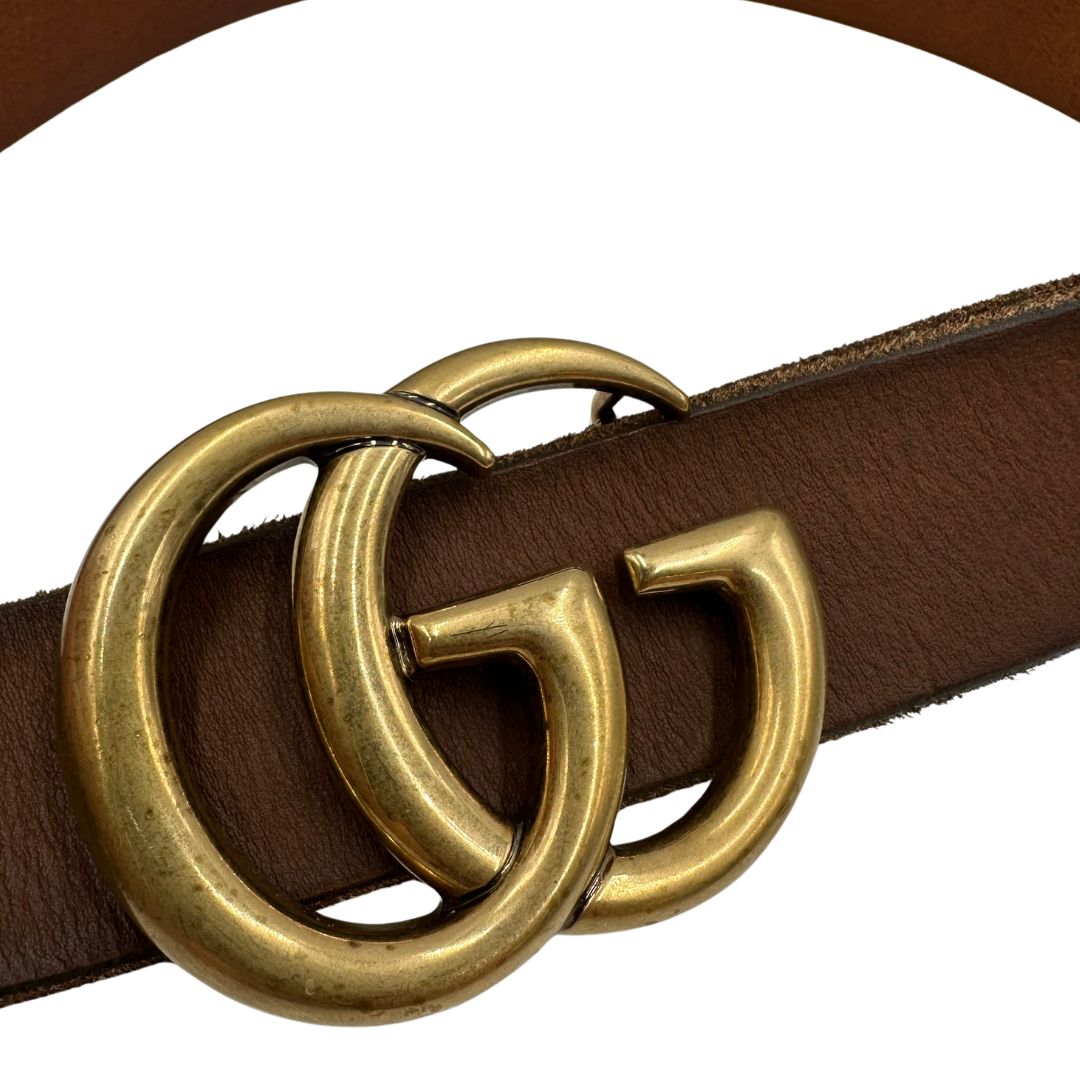  Cintura Gucci in morbida pelle color marrone bruciato, di lusso, originale, ottime condizioni, usato