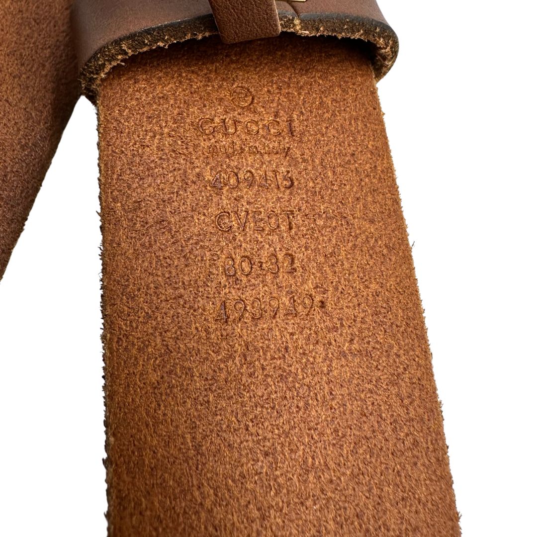  Cintura Gucci in morbida pelle color marrone bruciato, di lusso, originale, ottime condizioni, usato
