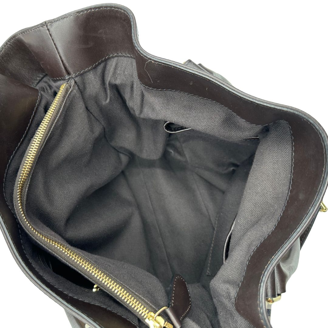 interno  Borsa Burberry in canvas tartan e finiture in pelle marroni, di lusso, originale, ottime condizioni, usata. 