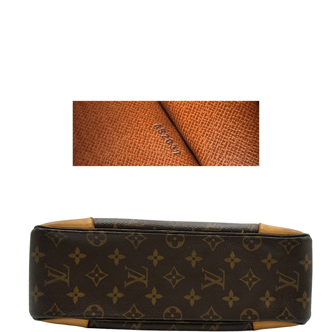 base e codice  Borsa Boulogne LV in canvas marrone monogram nella versione vintage, di lusso, originale, ottime condizioni, usata. 