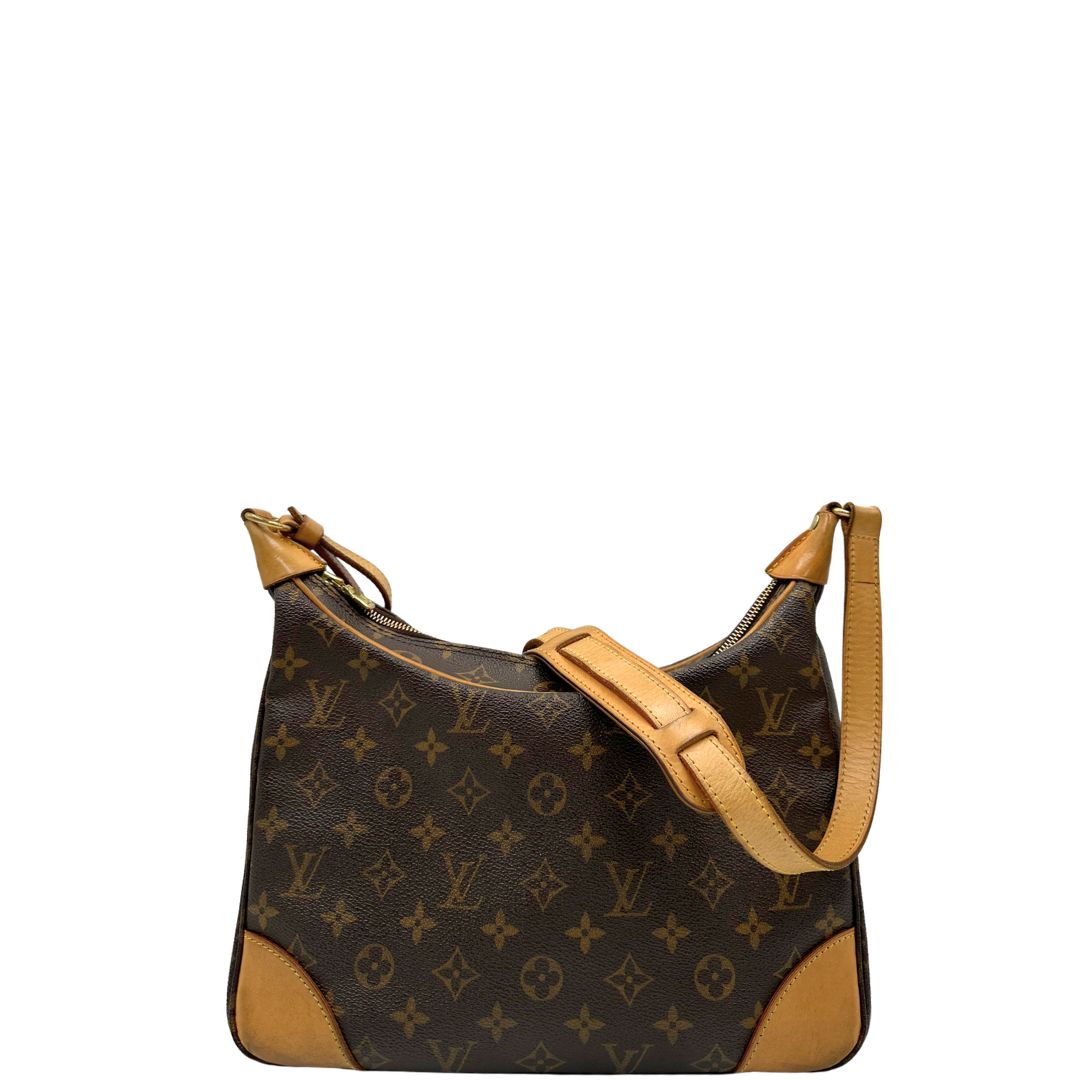 front  Borsa Boulogne LV in canvas marrone monogram nella versione vintage, di lusso, originale, ottime condizioni, usata. 