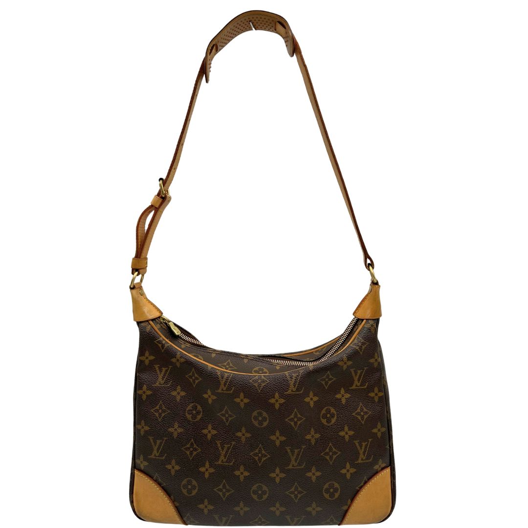 front  Borsa Boulogne LV in canvas marrone monogram nella versione vintage, di lusso, originale, ottime condizioni, usata. 