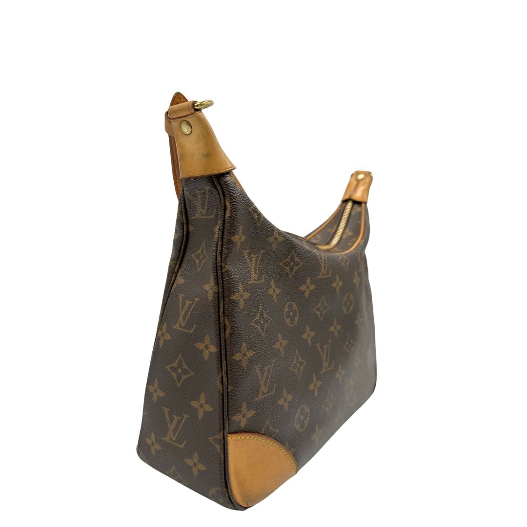 lato Borsa Boulogne LV in canvas marrone monogram nella versione vintage, di lusso, originale, ottime condizioni, usata.