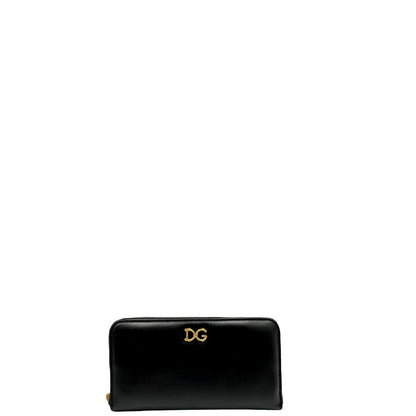 Front di un portafoglio D&G in morbida pelle nera, con logo gioiello sul front, completo di corredo, usato, originale, second hand, in condizioni eccellenti.
