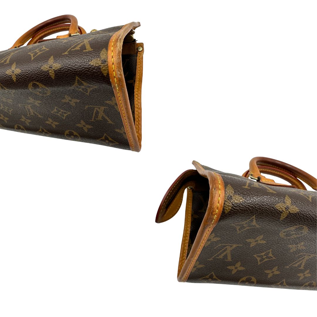angoli Borsa LV in canvas monogram e finiture in vacchetta naturale, di lusso, originale, ottime condizioni. 
