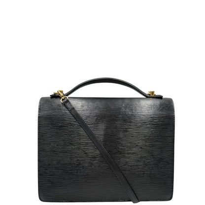 retro  Borsa LV in pelle epi nera con hardware dorato; puoi portarla a mano, a spalla o a tracolla, di lusso, originale, ottime condizioni. 