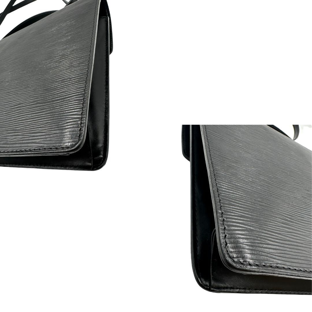 angoli  Borsa LV in pelle epi nera con hardware dorato; puoi portarla a mano, a spalla o a tracolla, di lusso, originale, ottime condizioni. 