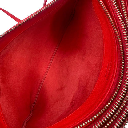 interno Borsa Celine Trio in pelle color rosso corallo e hardware dorato, di lusso, originale, ottime condizioni, usata. 