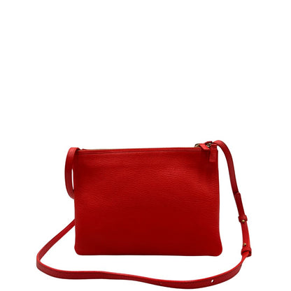 retro Borsa Celine Trio in pelle color rosso corallo e hardware dorato, di lusso, originale, ottime condizioni, usata. 