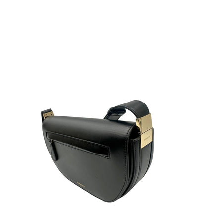 lato Borsa Burberry in pelle nera con hardware dorato, puoi portarla comodamente a spalla, di lusso, originale, ottime condizioni, usata. 