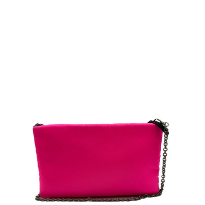 retro Borsa Prada in tessuto soft nella colorazione fucsia neon, munita di tracolla amovibile, di lusso, originale, ottime condizioni. 