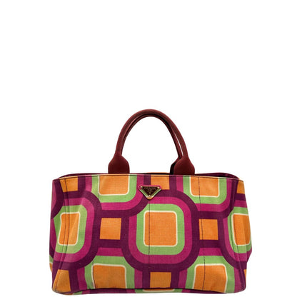 front Borsa Prada in canapa multicolore; munita di doppi manici, da portare a mano 