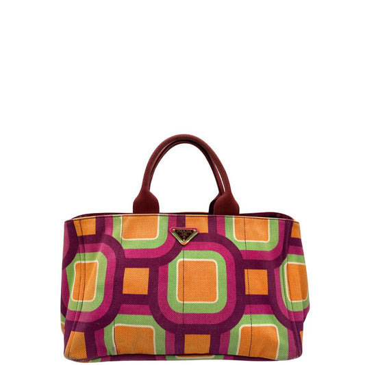front Borsa Prada in canapa multicolore; munita di doppi manici, da portare a mano 