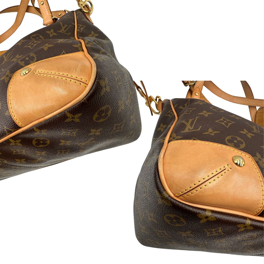 angoli  Borsa LV in canvas monogram e finiture in vacchetta naturale, di lusso, originale, ottime condizioni. 