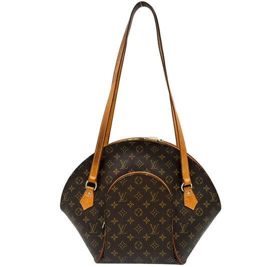front  Borsa LV Ellipse in canvas monogram e finiture in vacchetta naturale, nella versione a spalla, di lusso, originale, ottime condizioni, usata. 