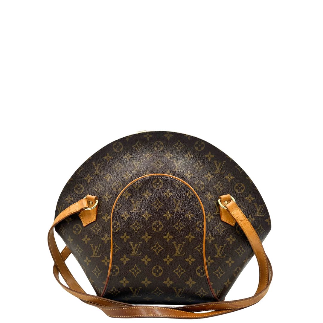 retro  Borsa LV Ellipse in canvas monogram e finiture in vacchetta naturale, nella versione a spalla, di lusso, originale, ottime condizioni, usata. 