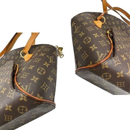 angoli  Borsa LV Ellipse in canvas monogram e finiture in vacchetta naturale, nella versione a spalla, di lusso, originale, ottime condizioni, usata. 