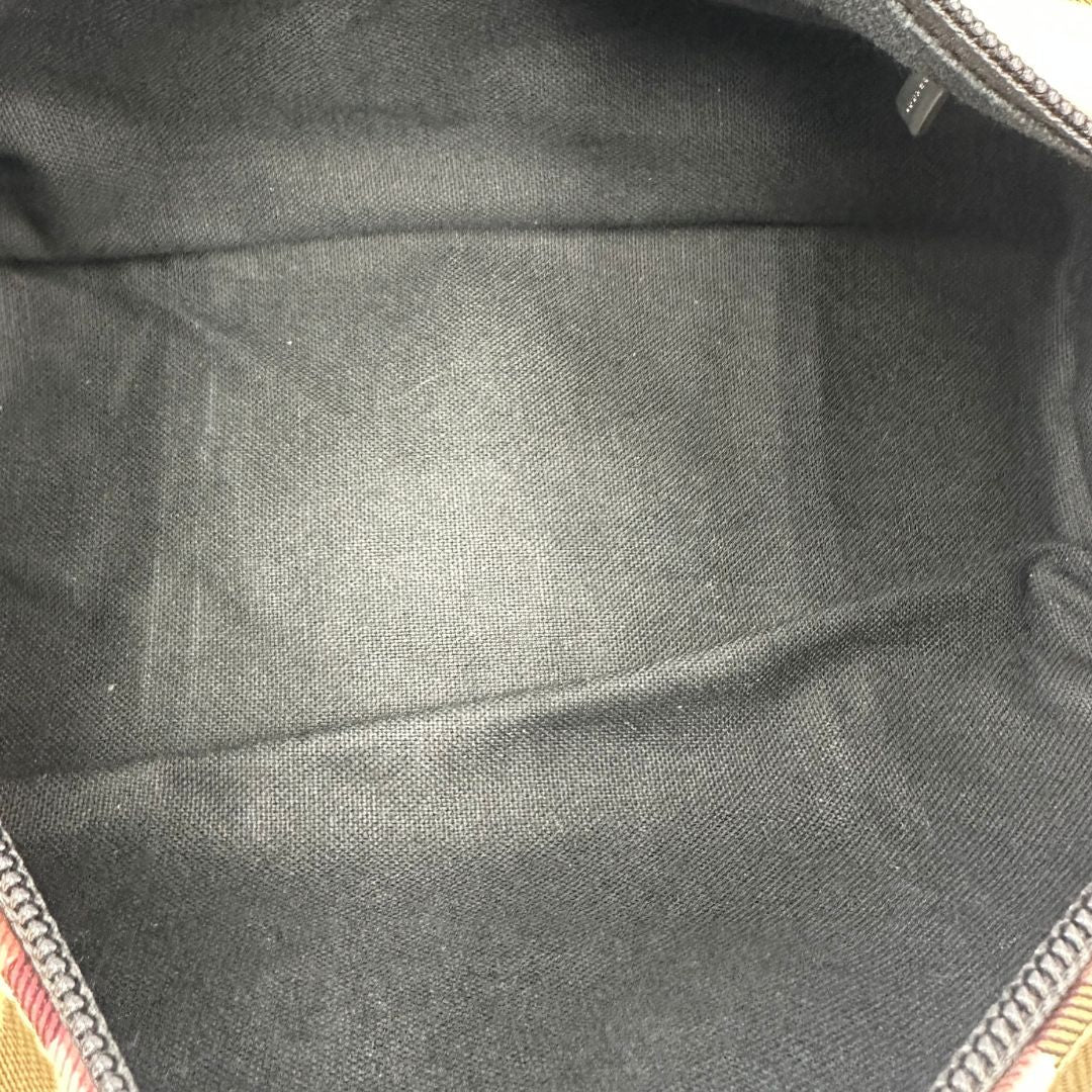 inbtermo Borsa Burberry in canvas beige tartan con finiture in pelle nere, di lusso, originale, ottime condizioni, usata.