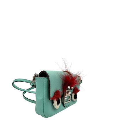  Baguette Fendi Monster in pelle color turchese 