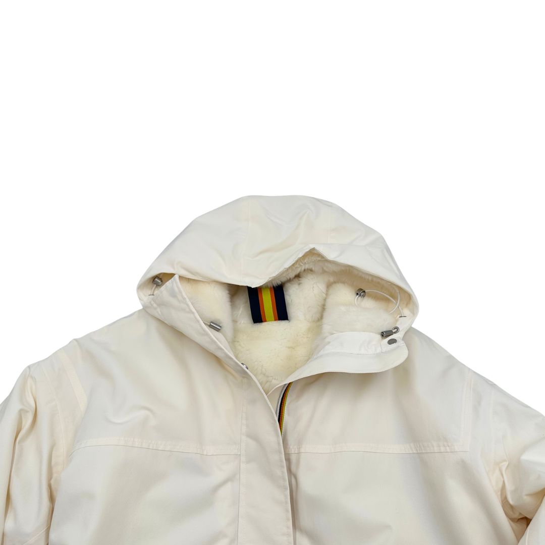 Giubbino K-Way in 100% poliestere color crema, di lusso, originale, ottime condizioni.